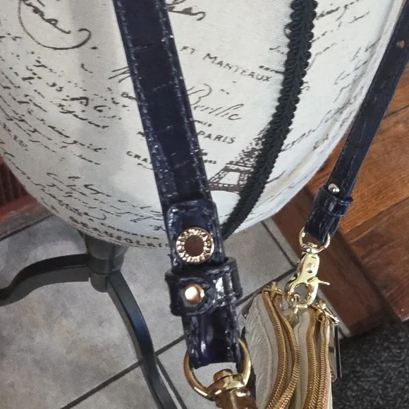 Brahmin Adjustable Crossbody Blue,  White, Reptile - Picture 9 of 16